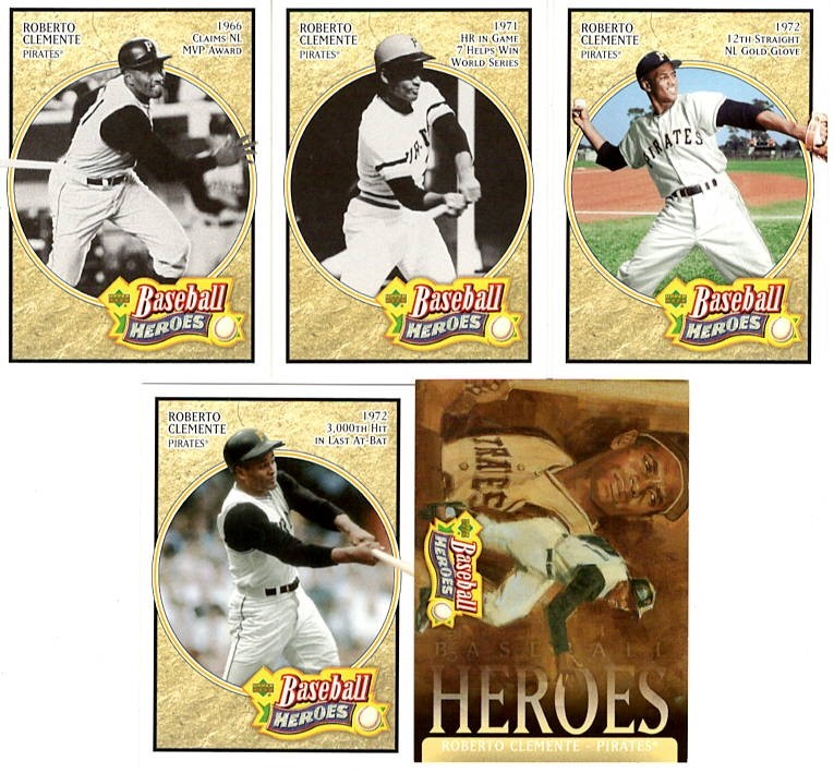 Lot of 5 Roberto Clemente 2005 Upper Deck Baseball Heroes Beige Trading Cards