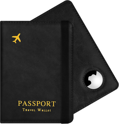Reisepasshülle mit Airtag Halter, Kunstleder Passport Hülle, Passhülle RFID-Bloc
