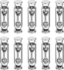 10Pcs Double Hole Cord Locks, 5mm Metal Spring Toggle Stopper Clip for Shoela...