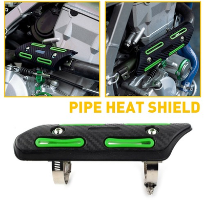 #ad #ad Exhaust Muffler Shield Pipe Heel Heat Cover Motorcycle Universal Guard Green $10.25