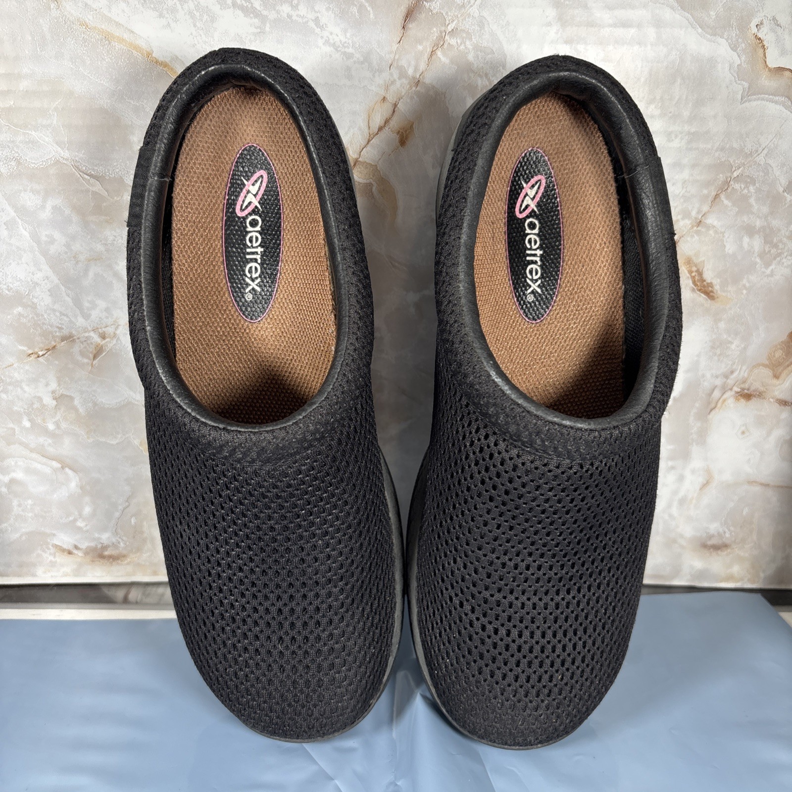 MERRELL Aetrex SCARPE Mules Donna Nero SLIDE Taglia 7 Maglia Sport