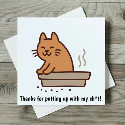 FABULOUS FELINES Funny Thank You Cat Greeting Card Rude Humorous Mother's Father's Day Cats Cards