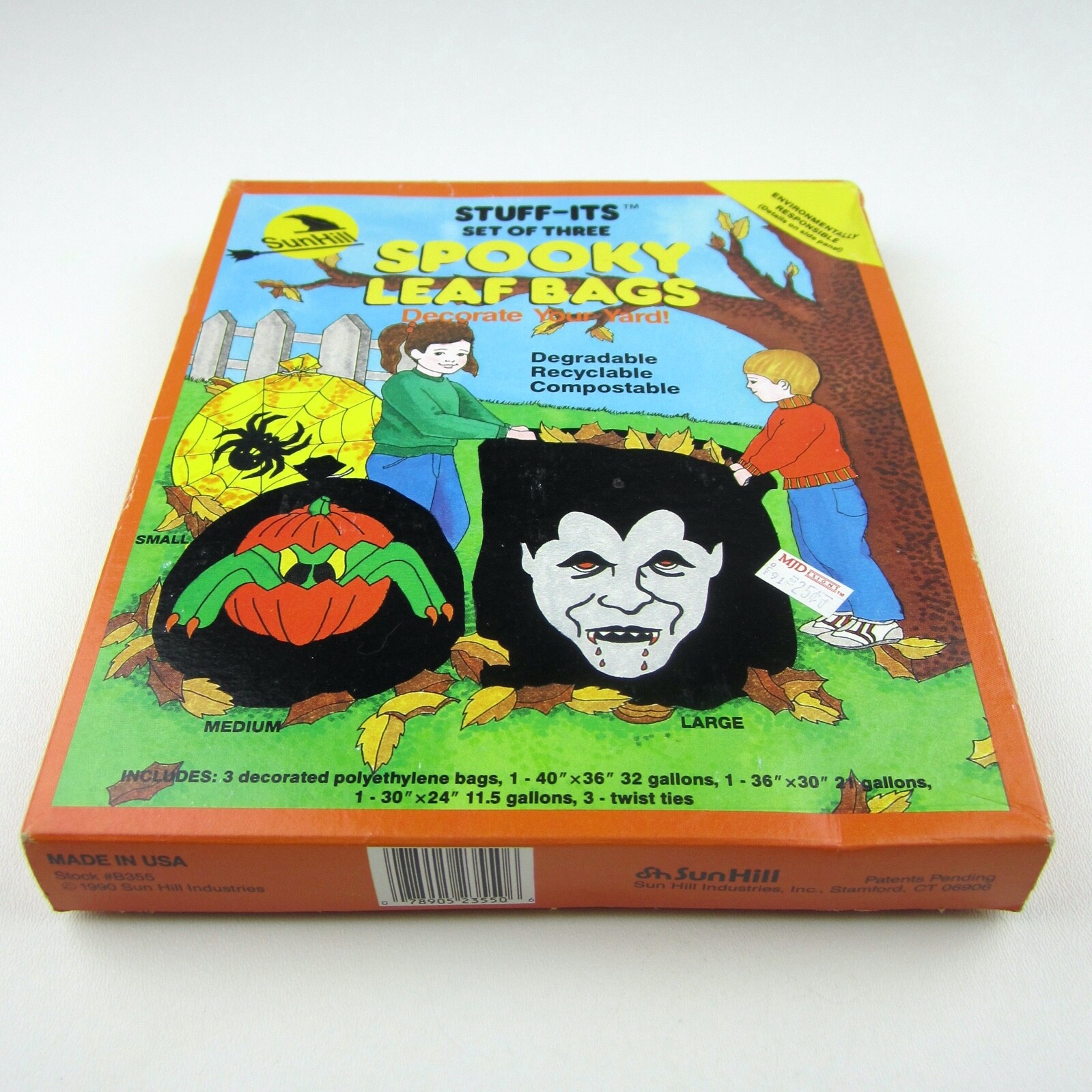 NOS Vintage Sun Hill Spooky Halloween Leaf Bags Stuff-Its Vampire Spider Pumpkin