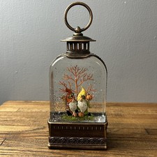 Collectible Autumn Gnome Lighted Glitter Snow Globe 8 X 4 X 2.25