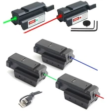 Tactical Red/Green/Blue Laser Dot Sight For 20mm Picatinny Rail Pistol US