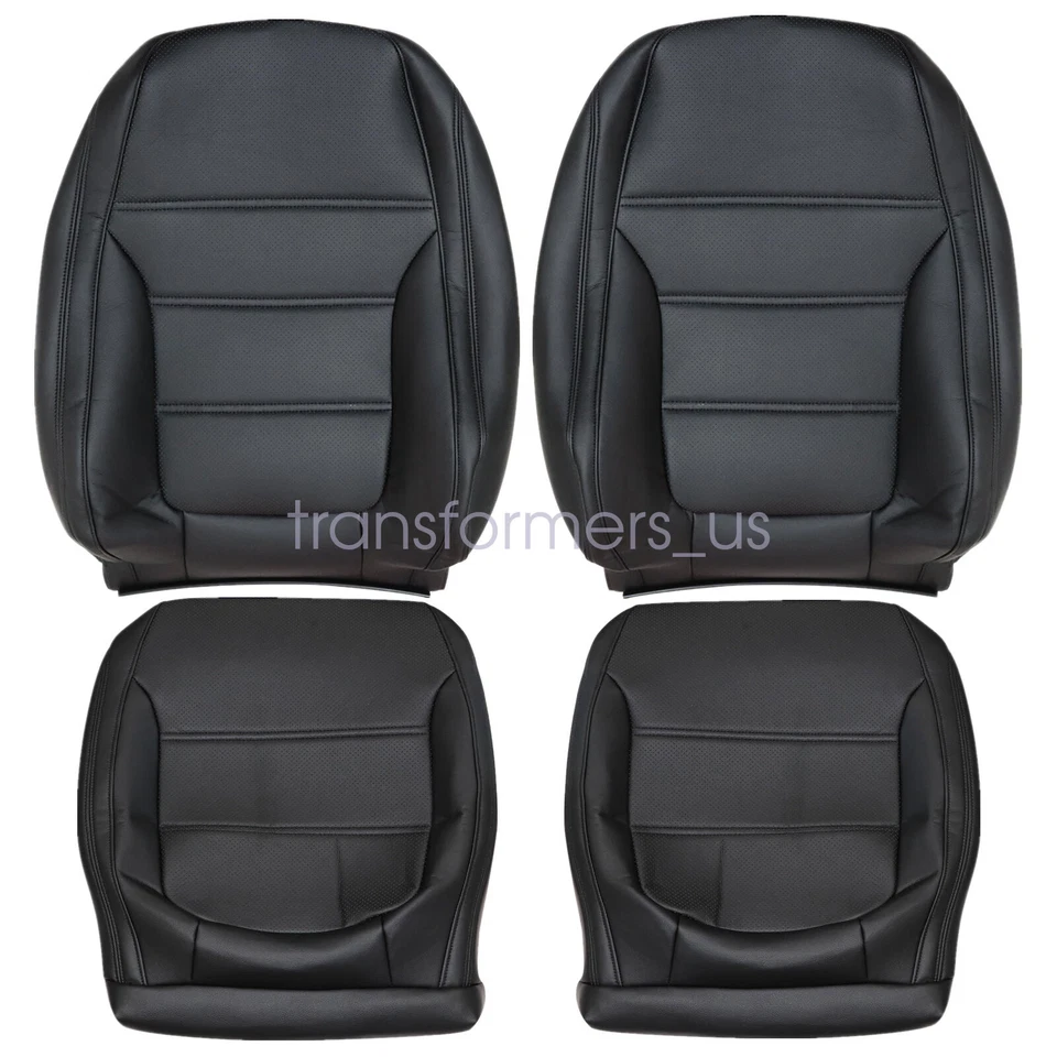For 2011-2017 Volkswagen Jetta Front Bottom Top Leather PERF Seat Cover Black - Image 3 of 4