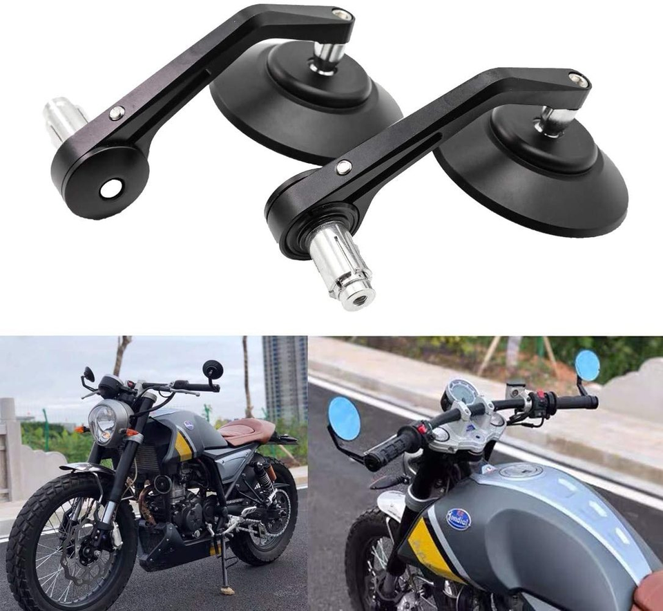 Motorcycle Round 7/8" 22mm CNC Bar End Rearview Side Mirrors Cafe - Foto 2