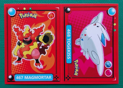 POKEMON POKEDEX Sticker EF #467-468 MAGMORTAR / TOGEKISS Edition PERU 2022