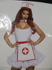 Nurse Kit Womens Costume One Size 3 Piece Set Hat Collar Apron Sexy Medical New