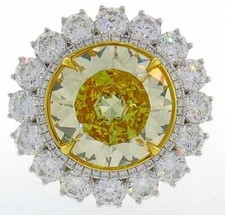 Magnificent Fancy Yellow 10.66CT Citrine  Shiny White 4.25CT CZ Gorgeous Ring