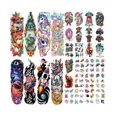 52 PCS Kids Full Arm Temporary Tattoo, Fake Tattoos for Kids, Rocket Car Dino...