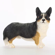 Corgi Figurine Hand Painted Collectible Statue Cardigan