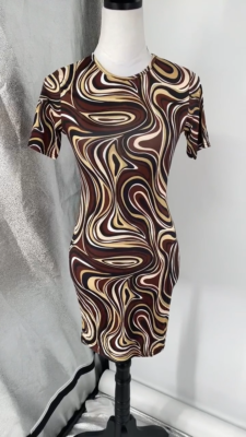 Women Marble Print Bodycon Mini Dress Ladies Short Sleeve Casual Party  Clubwear | eBay