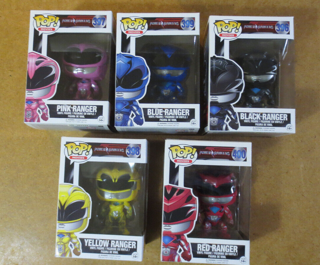 Funko POP Movie Power Rangers Figures Set Of 5 Red Ranger PInk Funko POP Movie Power Rangers Figures Set Of 5 Red Ranger PInk