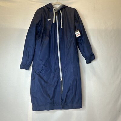 Speedo Swim Parka Jacket Fleece Lined XS SM Coat Hooded Blue Chest  Oversized