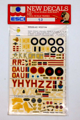 Decal Esci New Decals Douglas A20 Boston 1/72 No 53 
