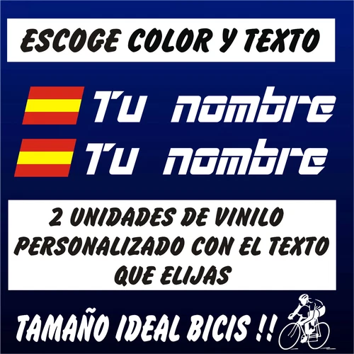 2 CUSTOMIZABLE STICKERS SPAIN FLAG WITH NAME VINYL BIKE BIKE