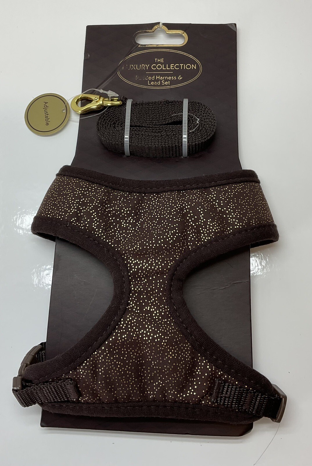 BNWT Luxury Padded Gold Dots (Non Shed) Adjustable Cat Harness And Lead