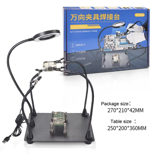 Soldering Third Hand PCB Holder 4Pcs Helping Hands Welsing Station 5X LED Magnif - Picture 5 of 12
