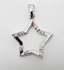 STAR Pendant Sterling silver 925 pendant / charm crystal accents 3/4"