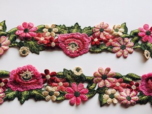 Floral-Embroidered-Border-Ribbon-Lace-Trim-for-Sewing-Crafts-Bridal-2-5-034-Wide
