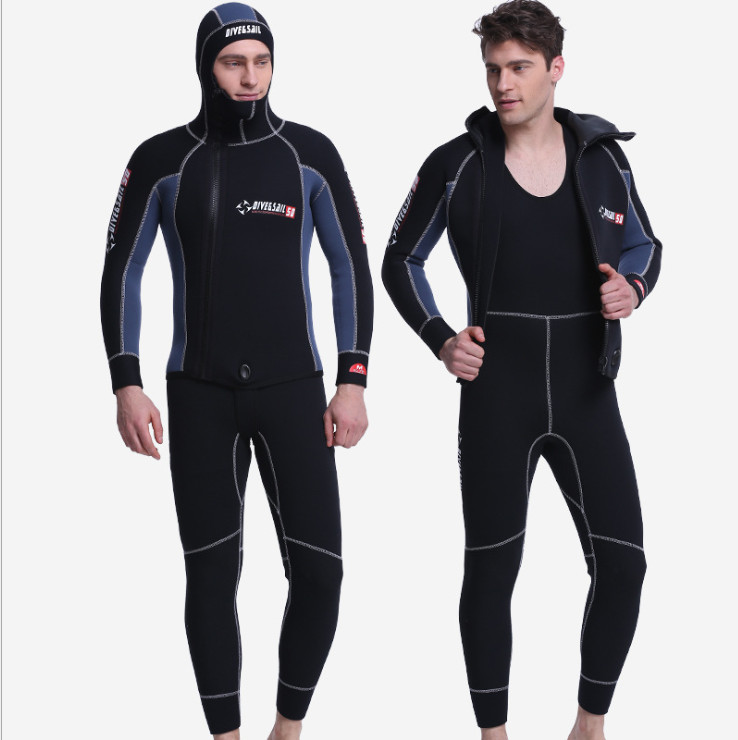 Traje de baño DIVE&SAIL 5 mm cuerpo completo para hombres niños con capucha 2 piezas material grueso