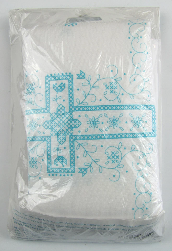 Religious Cross Stamped Embroidery Pillowcase Pair Janlynn 021-0935 Sealed - Image 3 of 3