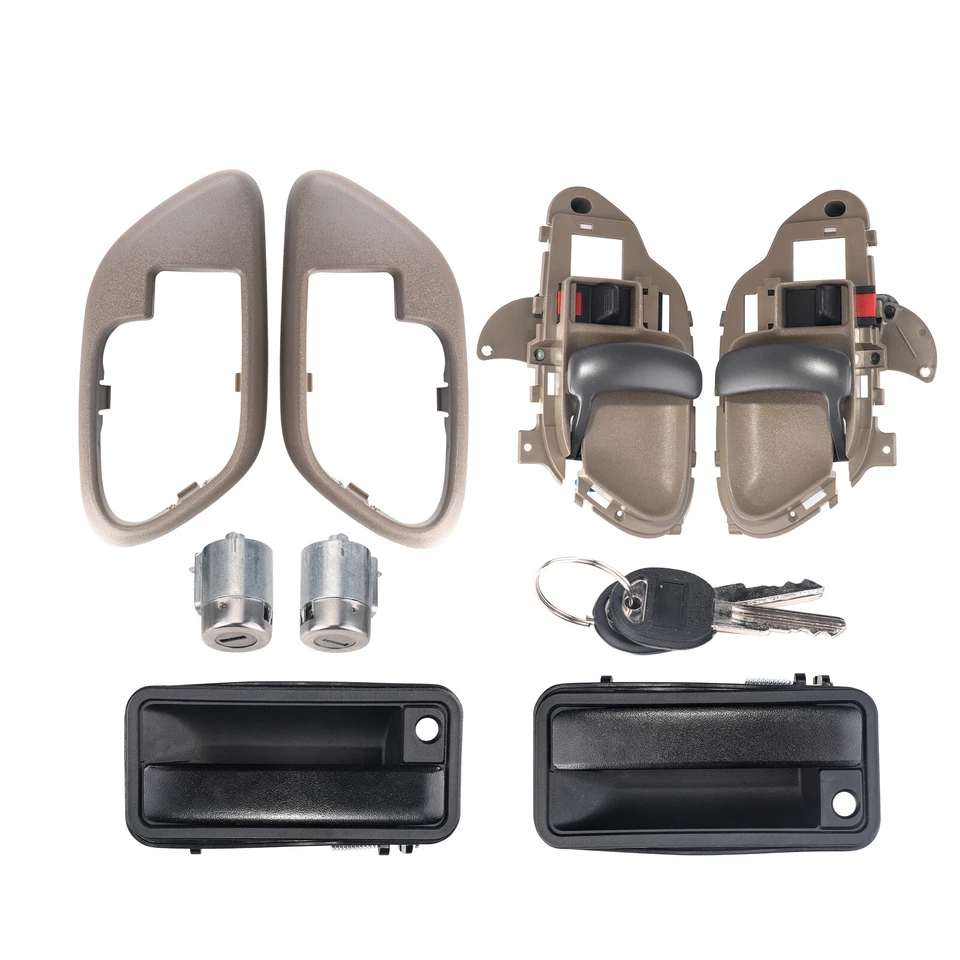 Manija de puerta delantera y cilindro de cerradura con juego de llaves para 95-00 Chevrolet GMC Yukon Foto 3 de 4