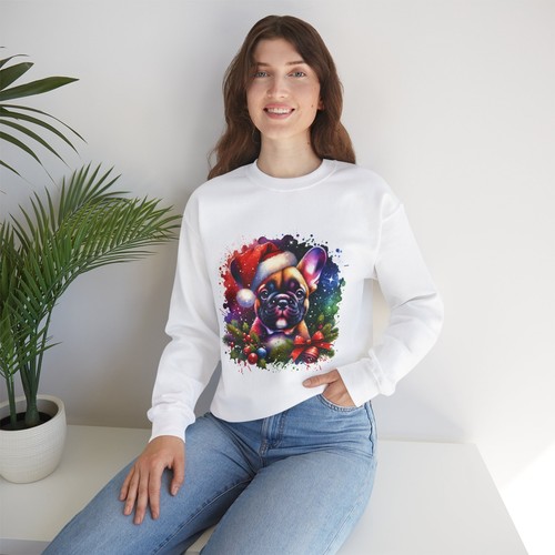 Süße Französische Bulldogge Weihnachtsmotiv Bestseller Unisex Sweatshirt mit Rundhalsausschnitt