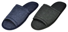 Mens Slippers Open Toe House Shoe Slip On Scuff Bath Soft Terry Cloth Flex Sole