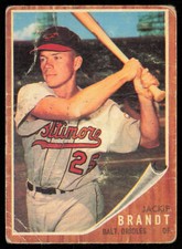 1962 Topps #165a Jackie Brandt Baltimore Orioles
