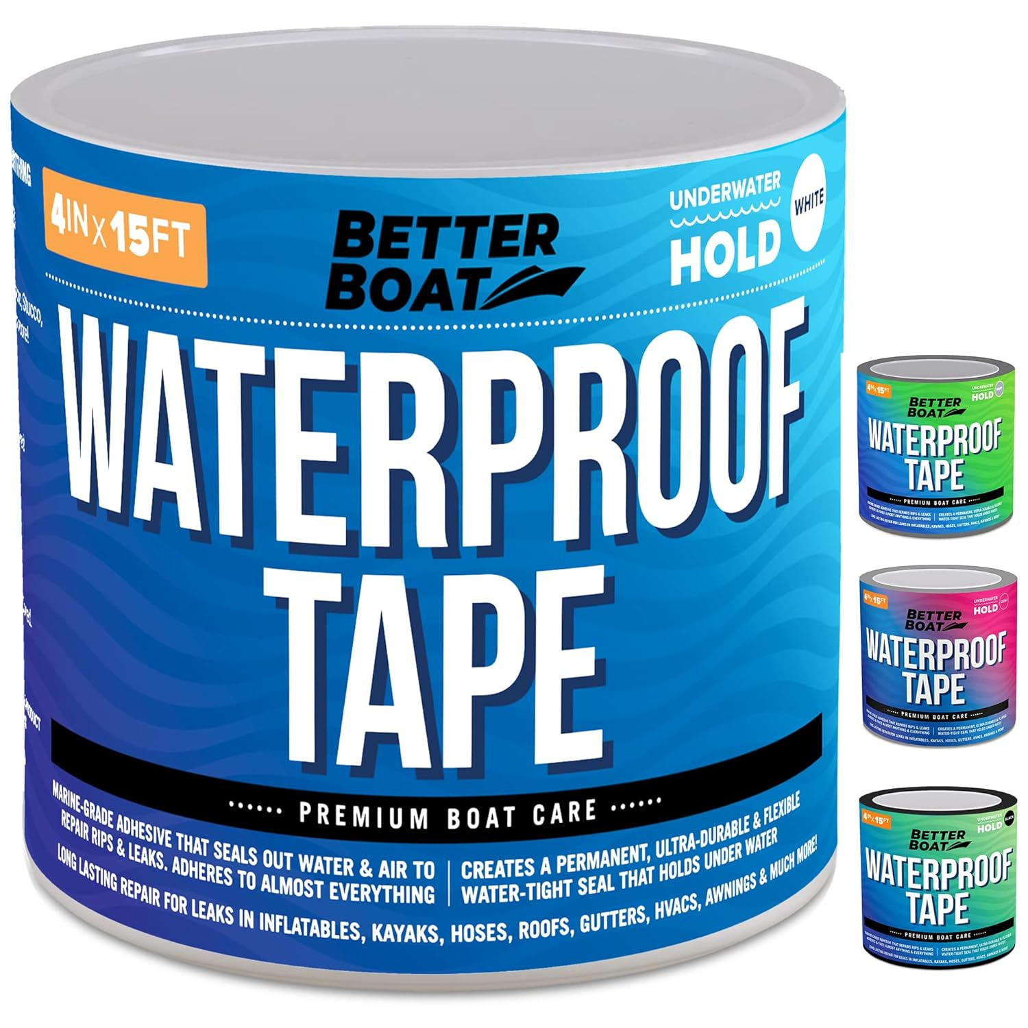 Heavy Duty White Waterproof Marine Tape 15 Ft X 4 In for Leaks