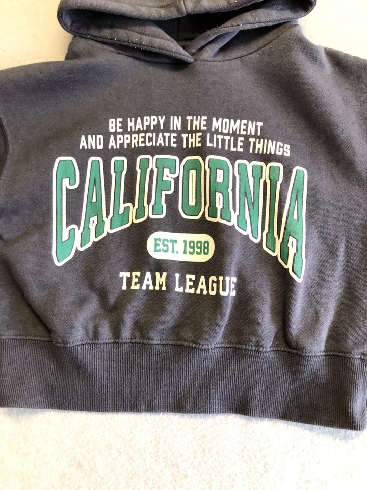 ZARA Sweatshirt Kids Youth Size 6 California Happy Moments Fleece Hoodie - Imagem 2 de 4
