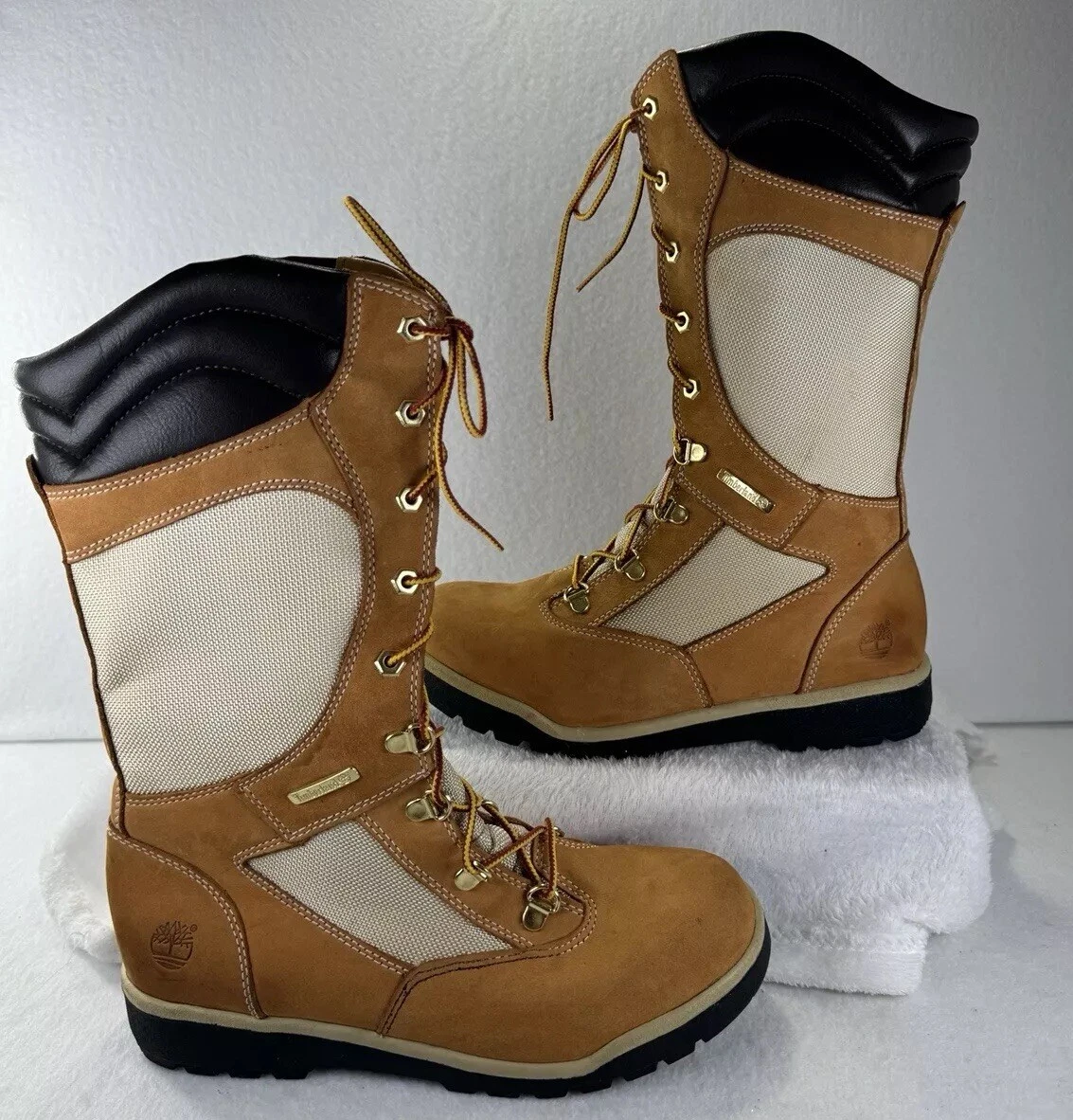 Stivali Timberland alti da campo junior 7 mm ragazza vera pelle zip stringati marrone