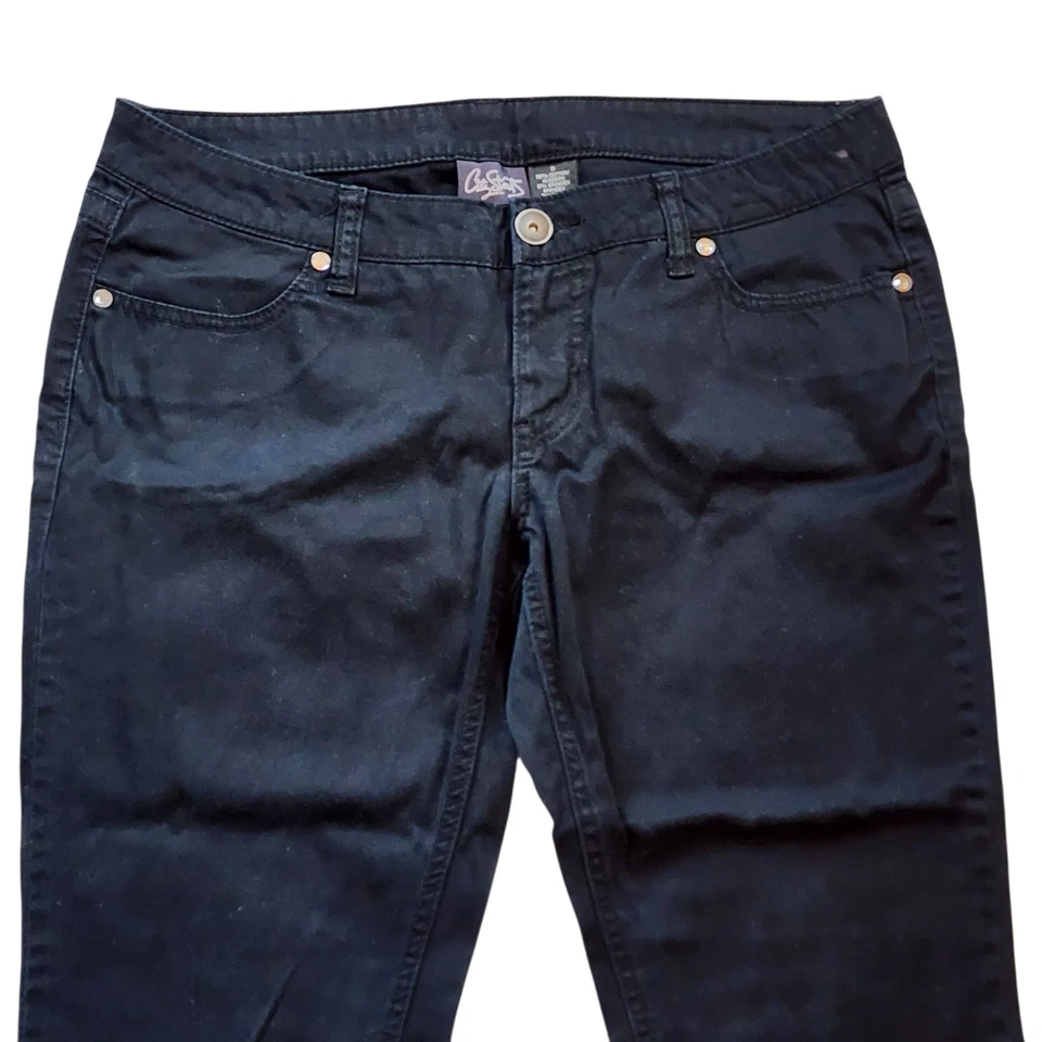 Pantalones de mezclilla ajustados City Streets para mujer talla 11 juniors negros tiro bajo elásticos Foto 3 de 4