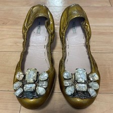 Rare Miu Miu Sheepskin Ballet Flats Gold Size 38 US 8