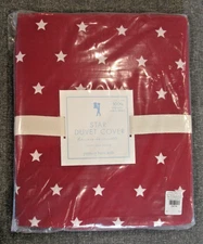 ⭐ NEW Pottery Barn Kids Organic STAR Duvet Cover * Size Twin * Red & White ⭐