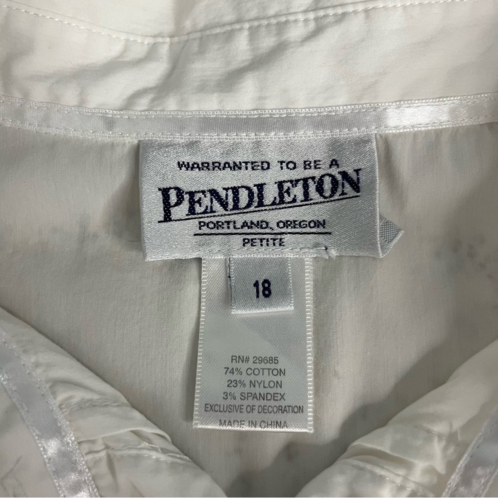 Pendleton Petites Button Down Ruffle White Long S… - image 4