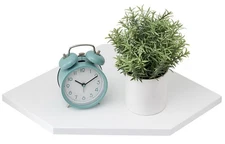 Corner Wall Shelf Solid Oak Wood White Floating Corner Shelf Organizer with W...