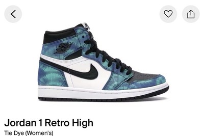 Nike Air Jordan 1 High Retro Tie Dye (women s) Size 6