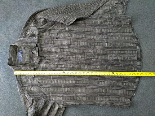 Vintage Callan Men's Shirt Dark Patterned Long Sleeve Cotton 59cm Chest (No Tag) - Picture 7 of 10