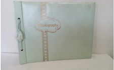 NEW Unused Vintage Circa 1950s Green Photo Album Bound With Paper Pages
