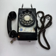 Vtg Black Bell System Western Electric 554  BMP Rotary Dial Wall Phone