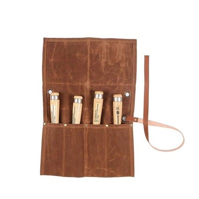 Chisel Roll, Waxed Canvas Tools Wrench Roll Up Pouch with 4 Pockets for Knife...