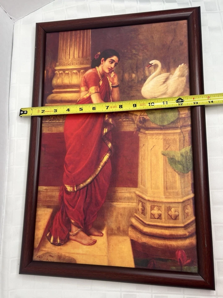 Холст картина Хамса Дамайанти Раджа Рави Верма в рамке сделано в Индии (XL) - Изображение 2 из 4