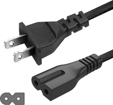 5FT 2 Prong AC Power Cord 125v Cable C7P Connector (Polarized)