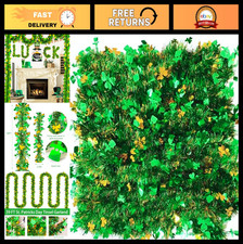 33 FT St. Patrick's Day Tinsel Garland - Green Gold Shamrock Decor for Parties