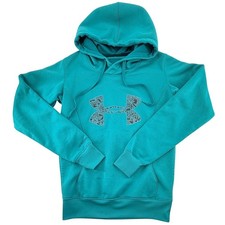 Under Armour ColdGear Hoodie Womens XS Teal Pullover Athletic Fleece Logo