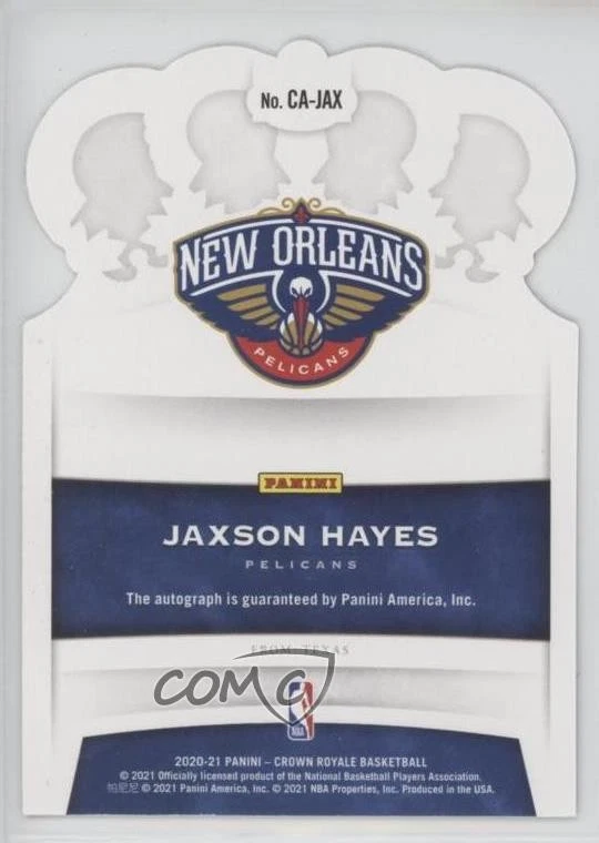 2020-21 Panini Crown Royale Crown Auto Purple /25 Jaxson Hayes #CA-JAX Auto - Image 2 of 2