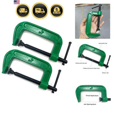 4 Inch C-Clamp Set, Heavy Duty Steel C Clamp Industrial Strength C Clamps for...